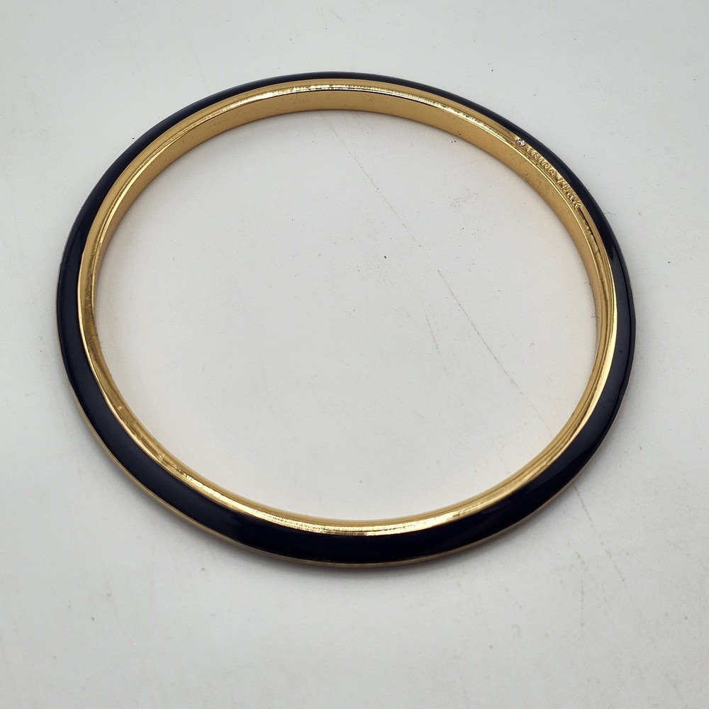 Trina Turk Navy‎ Blue And Gold Tone Bangle Knifes Edge
